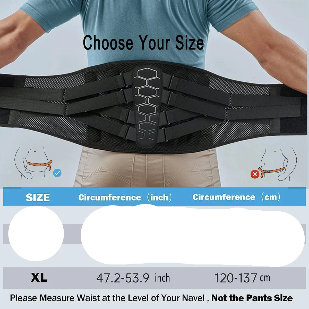 Back Brace for Lower Back Pain Relief with Pulley System Black, XL
