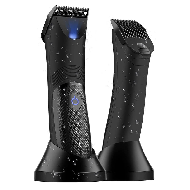 Tondeuse corporelle rechargeable pour hommes, lame en céramique et lumière LED, noire