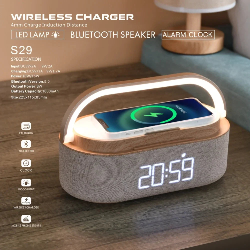 Haut-parleur Bluetooth avec chargement sans fil et réveil
