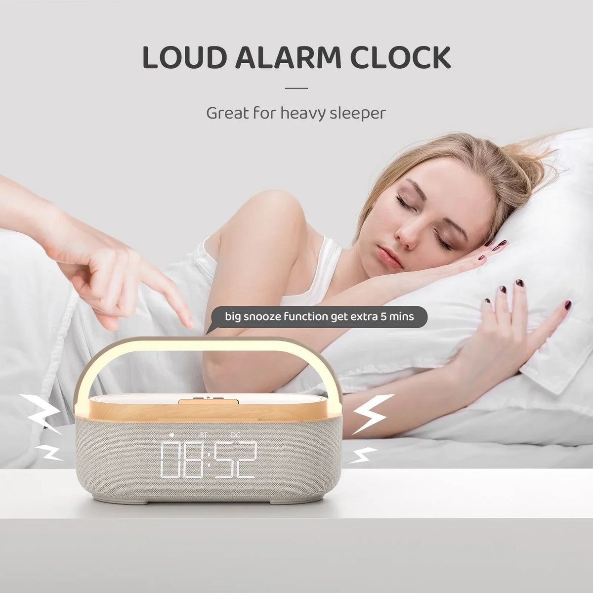 Haut-parleur Bluetooth avec chargement sans fil et réveil