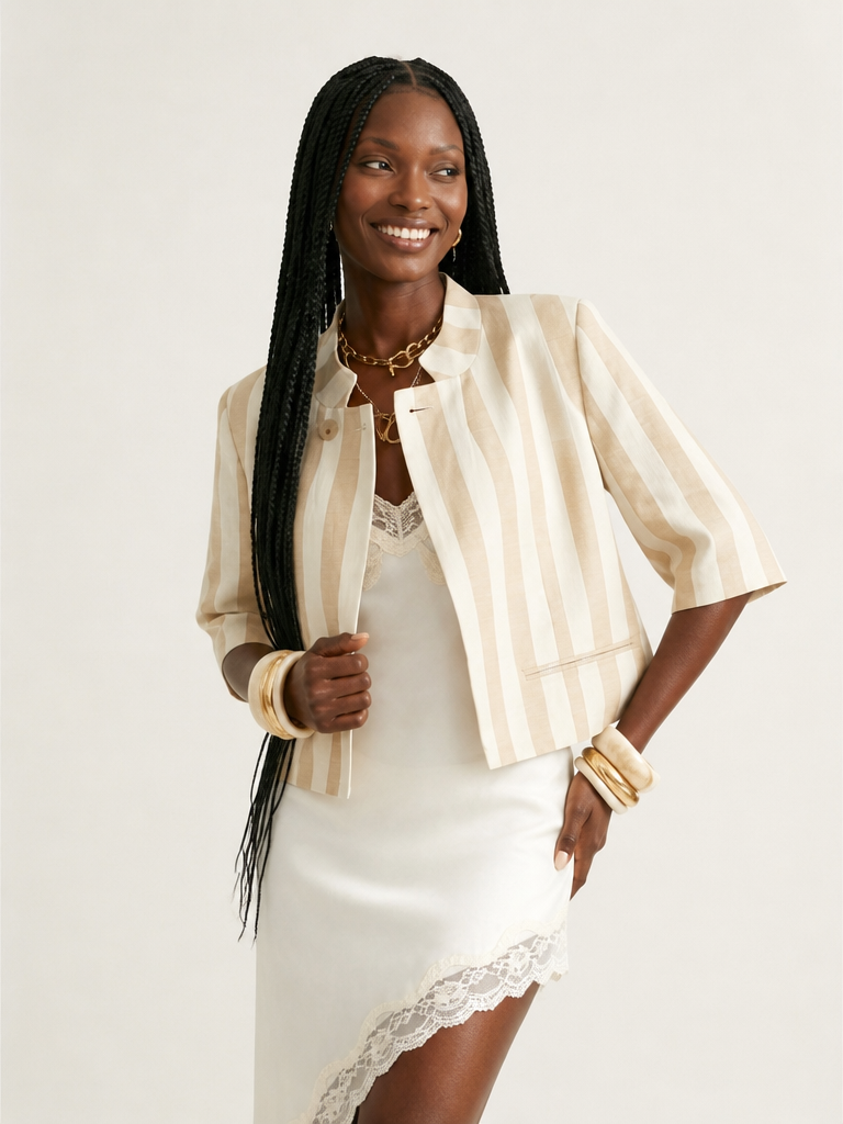 Wanderlust Striped Cropped Blazer