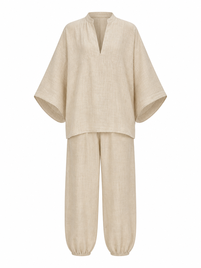 Grounded Linen Loose Two-Piece Set
