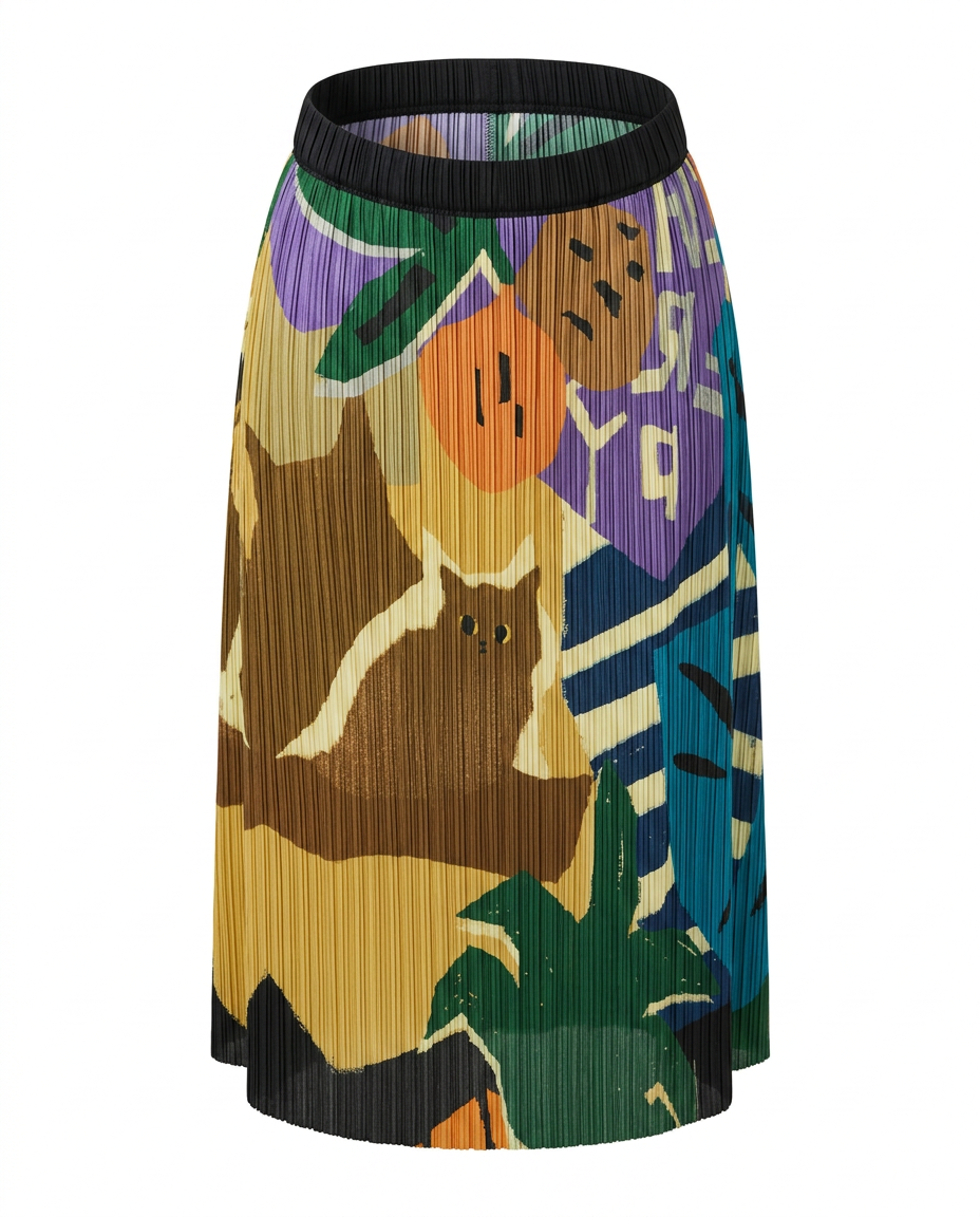 Vibrant Printed Pleated Skirt