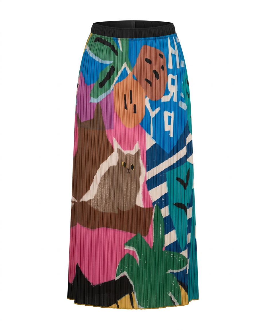 Vibrant Printed Pleated Skirt