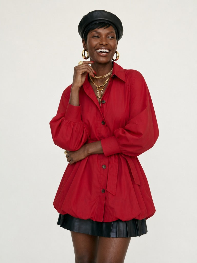 Audacious Cinched Red Trench Coat