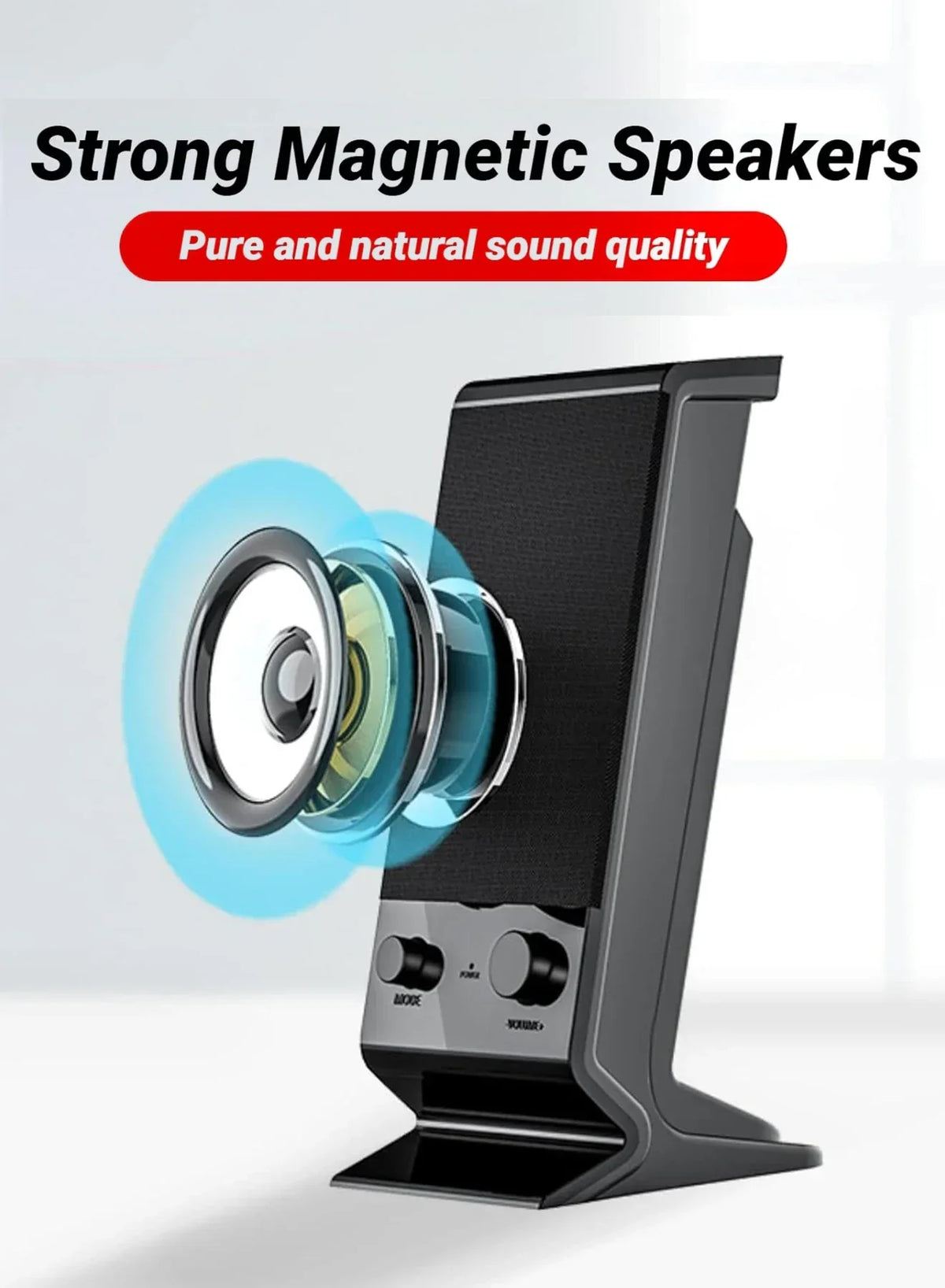 Haut-parleurs USB compacts pour ordinateur portable avec contrôle du volume (noir)