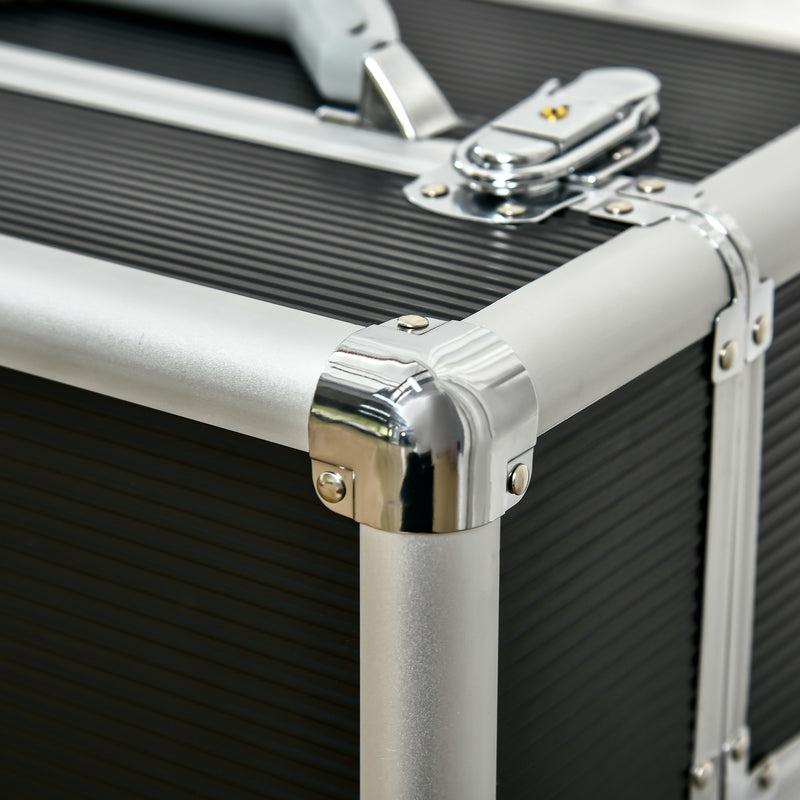 Valise trolley de maquillage, mallette cosmétique, vanity à poignée télescopique réglable 36L x 23l x 58H cm en aluminium ABS noir