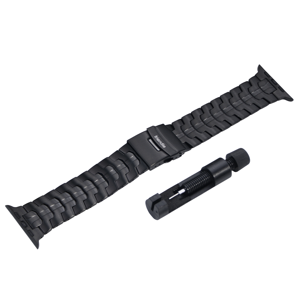 Stainless Steel Link Bracelet Band (Ultra) – The Darwin Ultra in Black – Compatible with Apple Watch Ultra (Friendie size Large)