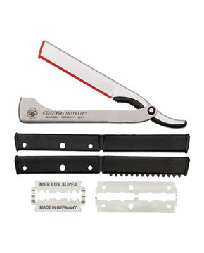Dovo Shavette, aluminium argenté avec manche en acier inoxydable