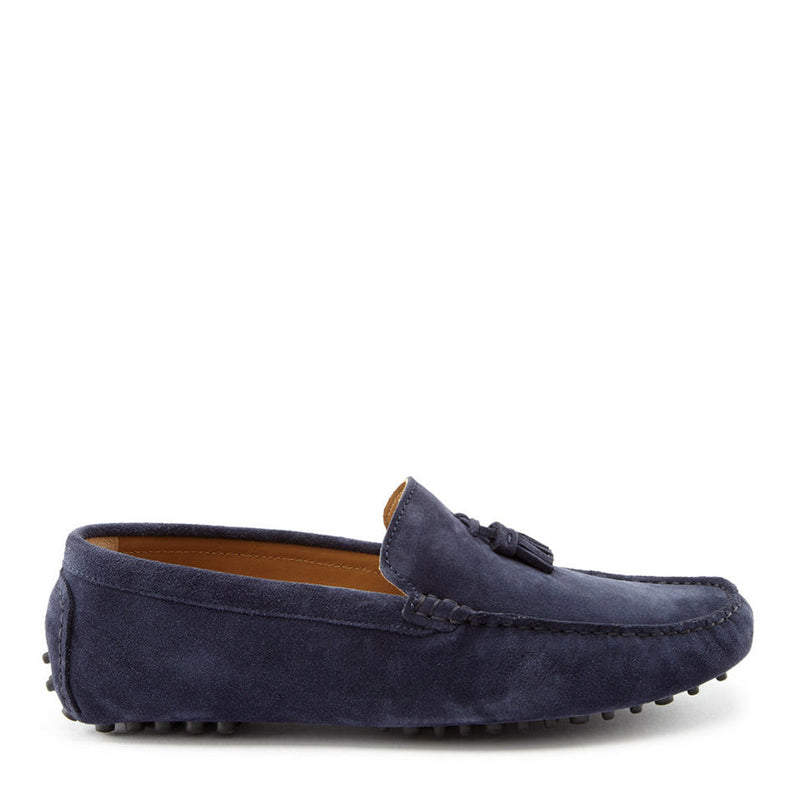 Mocassins de conduite à pampilles en daim bleu marine