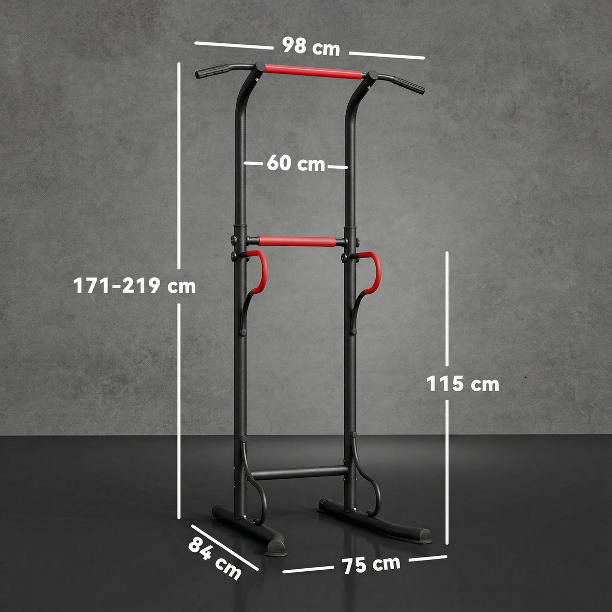 Station de musculation multifonctions barre de traction chaise romaine hauteur réglable acier noir rouge
