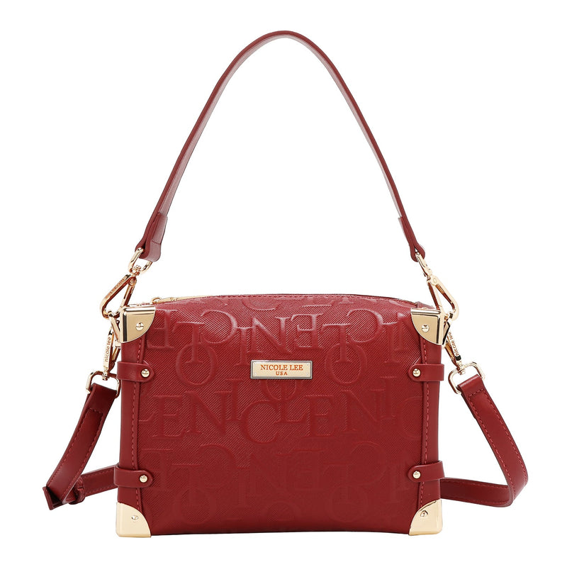 SAC À BANDOULIÈRE CARRÉ ÉLÉGANCE EN RELIEF (ROUGE)