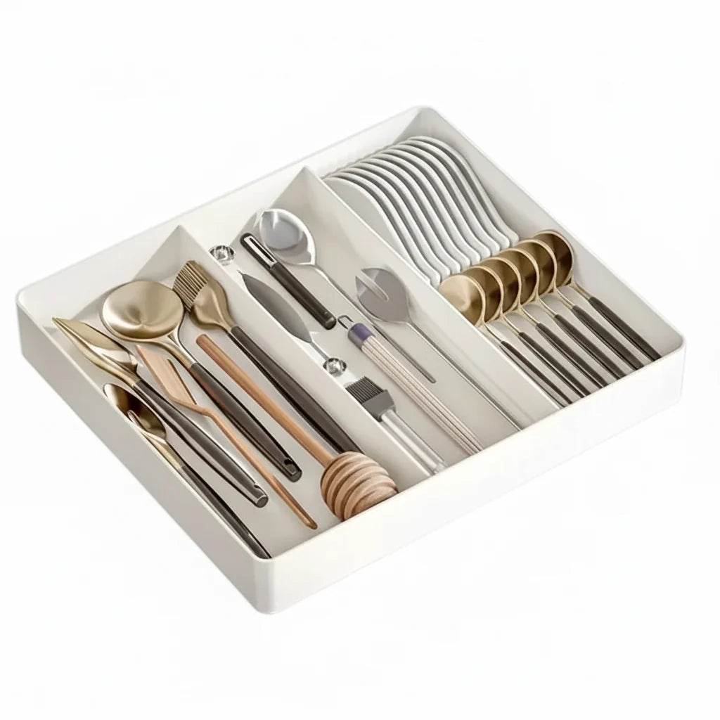 Organisateur de tiroir de cuisine extensible Plateau de cuisine à 3 compartiments