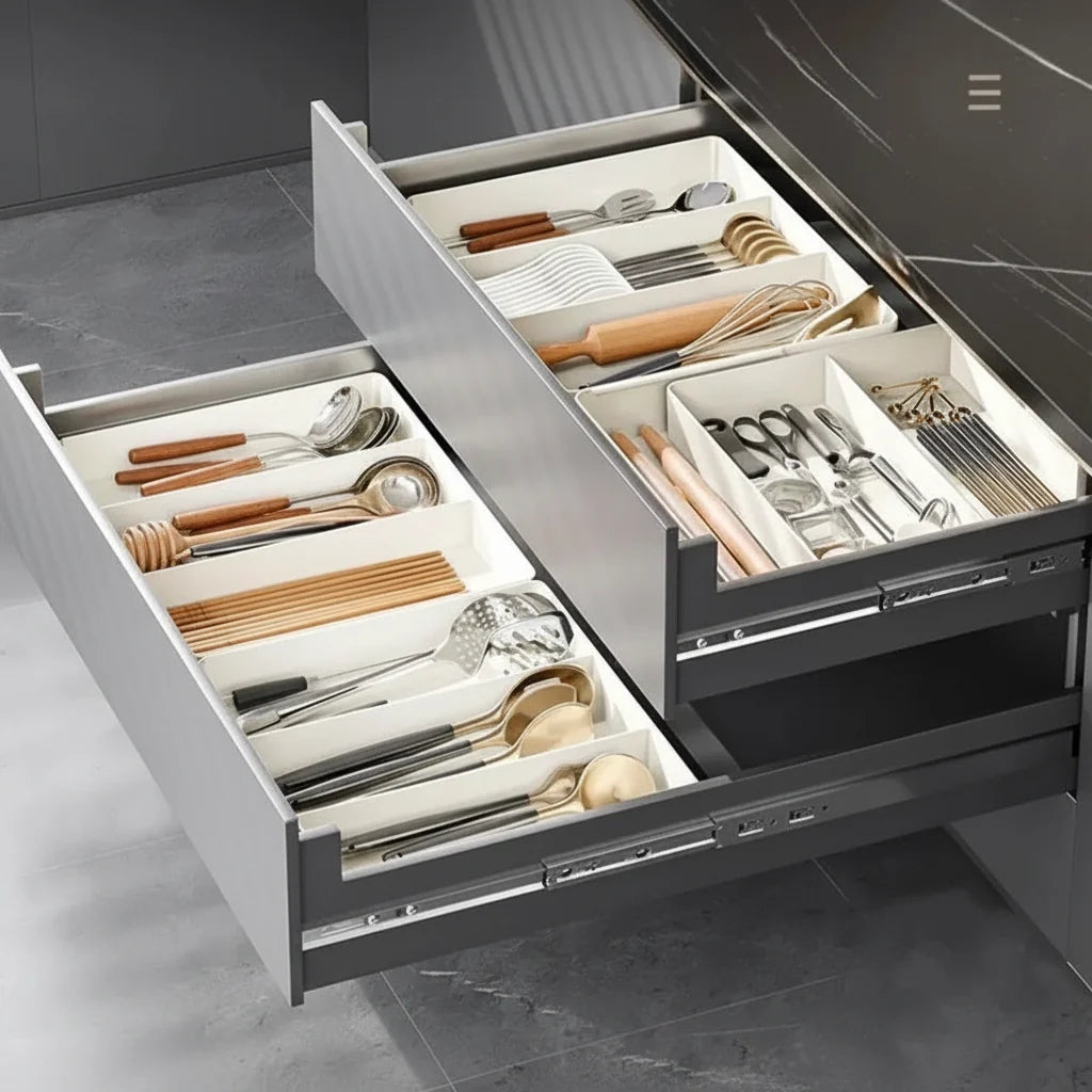 Organisateur de tiroir de cuisine extensible Plateau de cuisine à 3 compartiments