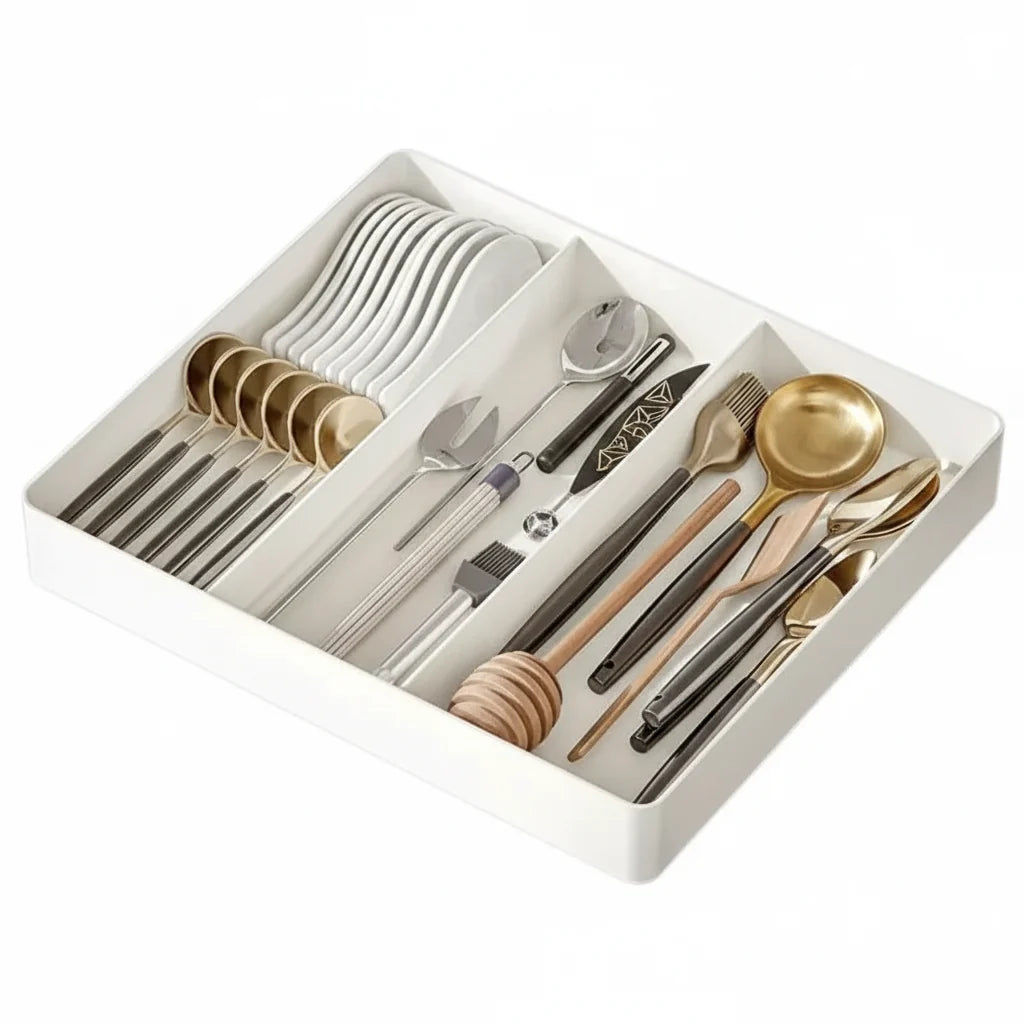 Organisateur de tiroir de cuisine extensible Plateau de cuisine à 3 compartiments