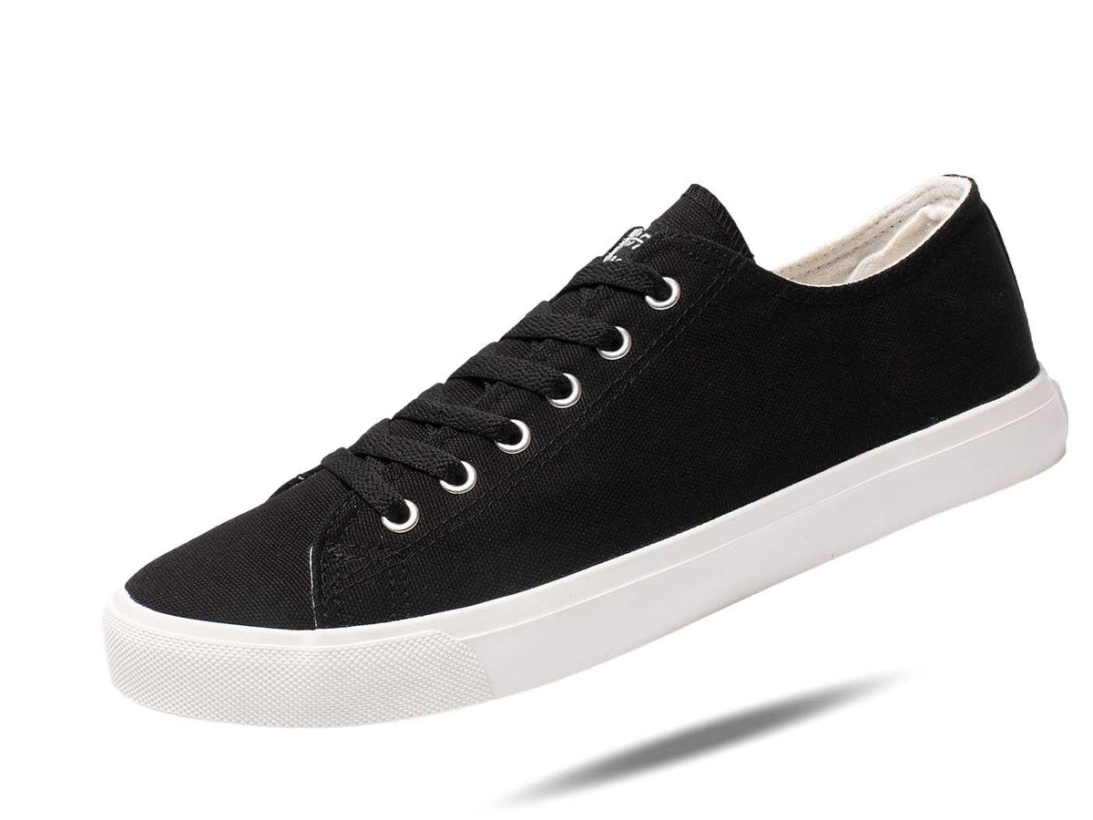 Baskets en toile noires et blanches de style rétro Unisexe - Semelle intérieure amortie