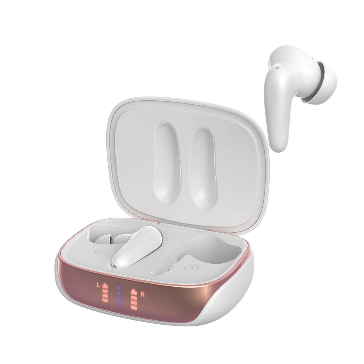 Écouteurs sans fil avec annulation active du bruit (intra-auriculaires) AIR Focus ANC Perle Blanche et Or Rose