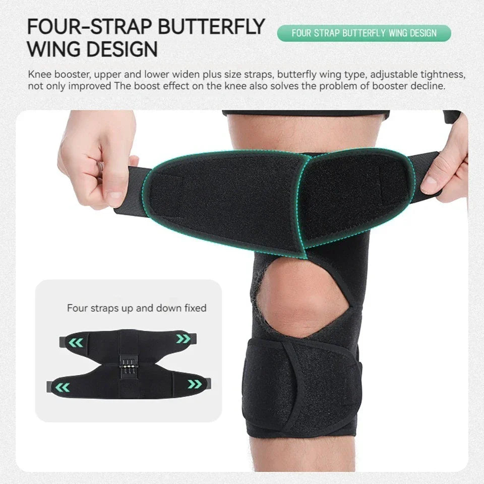 Adjustable Knee Booster Brace Strong Patella Support Black