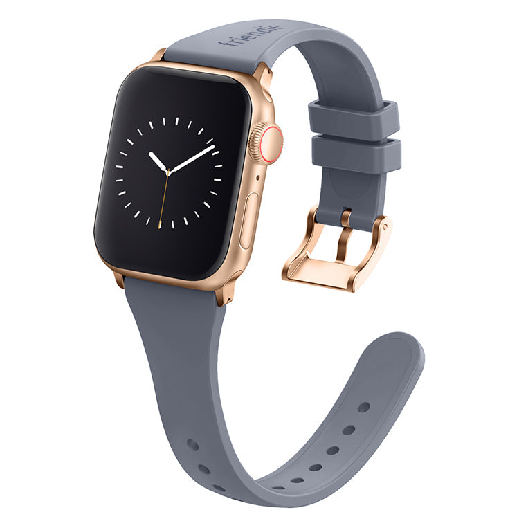 Bracelet en silicone gris poussière d'étoiles avec boucle classique dorée - The Gippsland - Compatible avec l'Apple Watch taille 38 mm à 41 mm