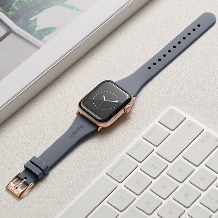 Bracelet en silicone gris poussière d'étoiles avec boucle classique dorée - The Gippsland - Compatible avec l'Apple Watch taille 38 mm à 41 mm