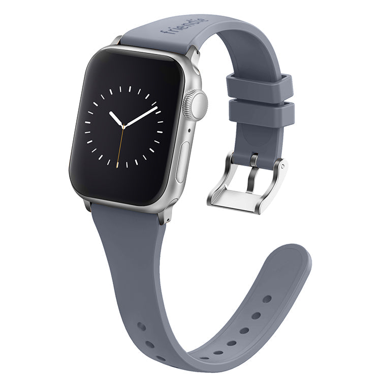 Bracelet en silicone Gris Poussière d'étoiles avec boucle ardillon classique Argent - The Gippsland - Compatible avec Apple Watch taille 38mm à 41mm