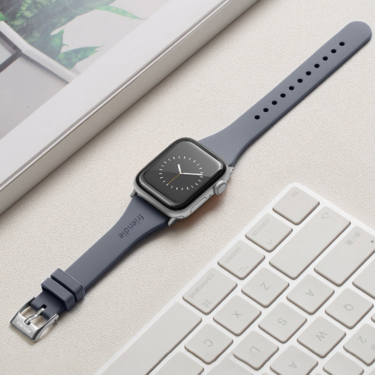 Bracelet en silicone Gris Poussière d'étoiles avec boucle ardillon classique Argent - The Gippsland - Compatible avec Apple Watch taille 38mm à 41mm