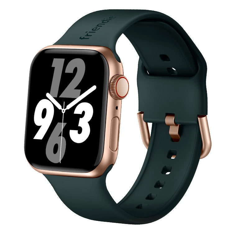Bracelet en silicone vert royal avec boucle moderne dorée - The Byron Large - Compatible avec les Apple Watch de 42 mm à 45 mm