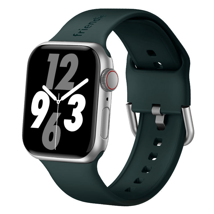 Bracelet en silicone vert royal avec boucle moderne argentée - The Byron - Compatible avec l'Apple Watch taille 38 mm à 41 mm