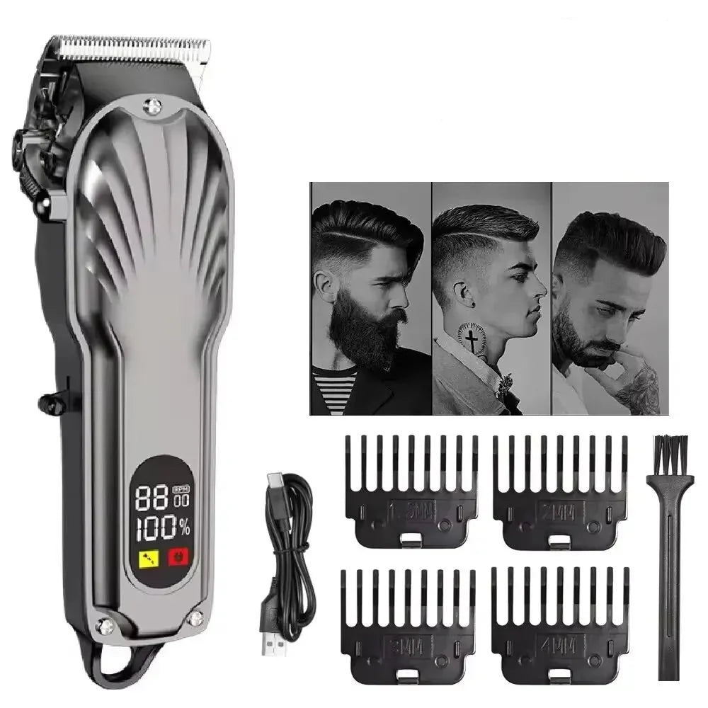 Tondeuse à cheveux et tondeuse à barbe USB sans fil pour hommes Noir