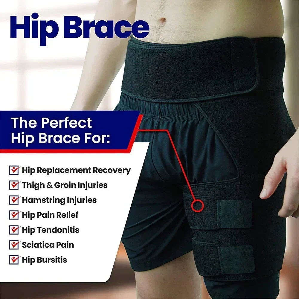 Manchon de compression réglable pour hanche et cuisse Noir