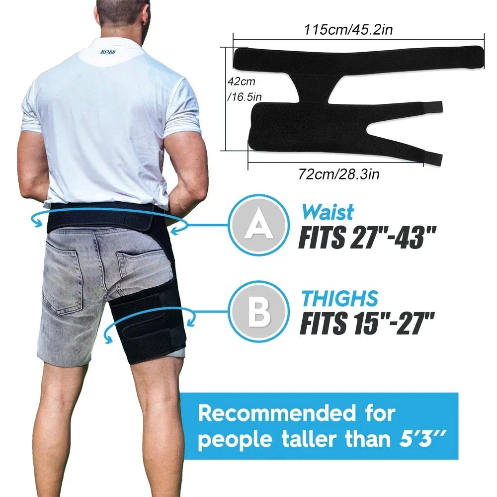 Manchon de compression réglable pour hanche et cuisse Noir