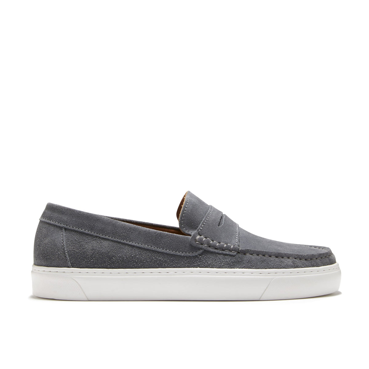 Mocassins-baskets sans lacets, daim gris ardoise