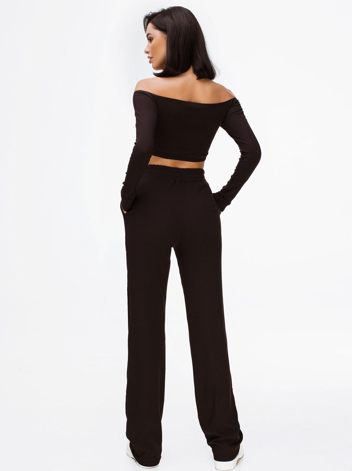 off the shoulder track suit in beige with pockets