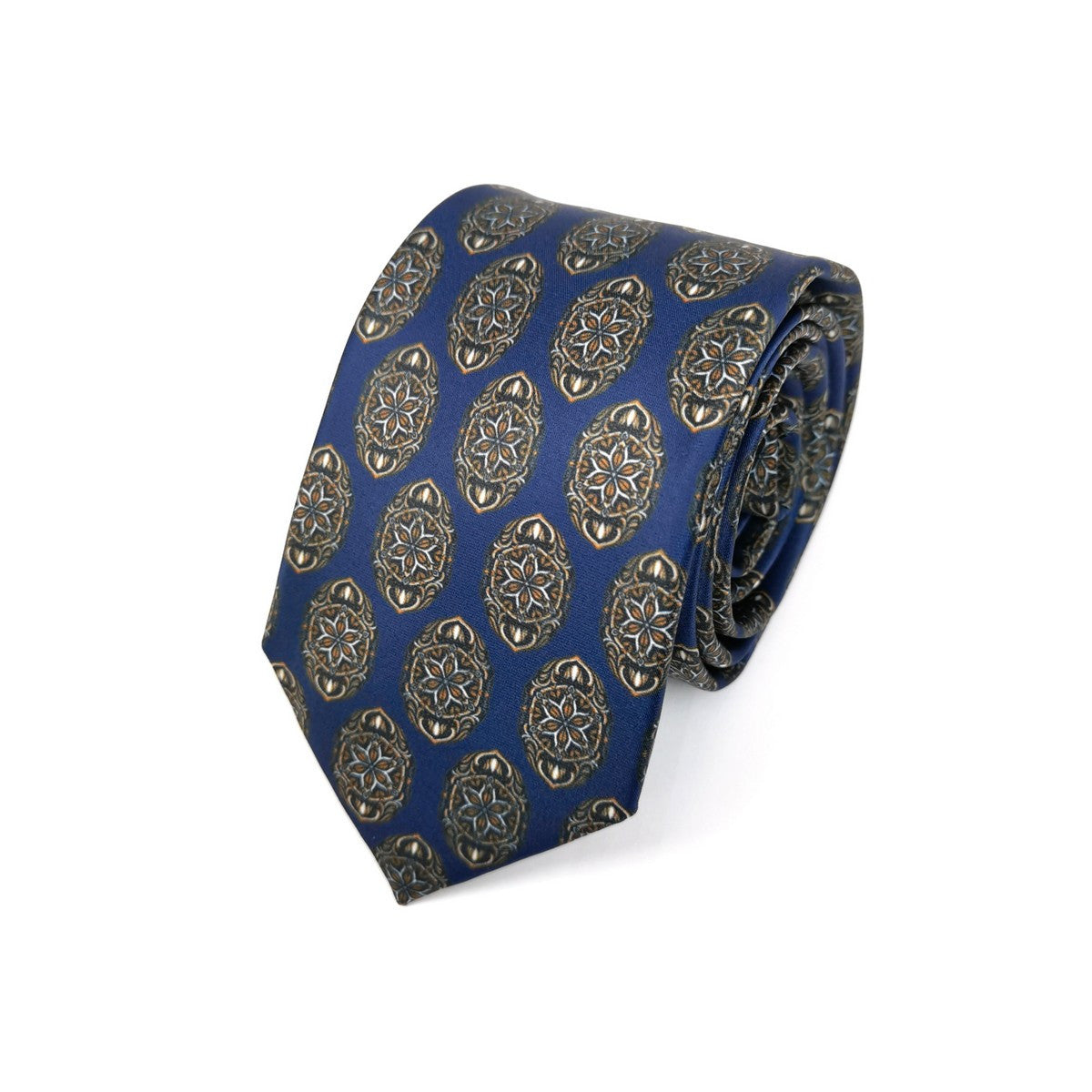 Cravate bleu marine à motifs géométriques