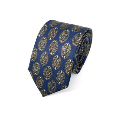 Cravate bleu marine à motifs géométriques