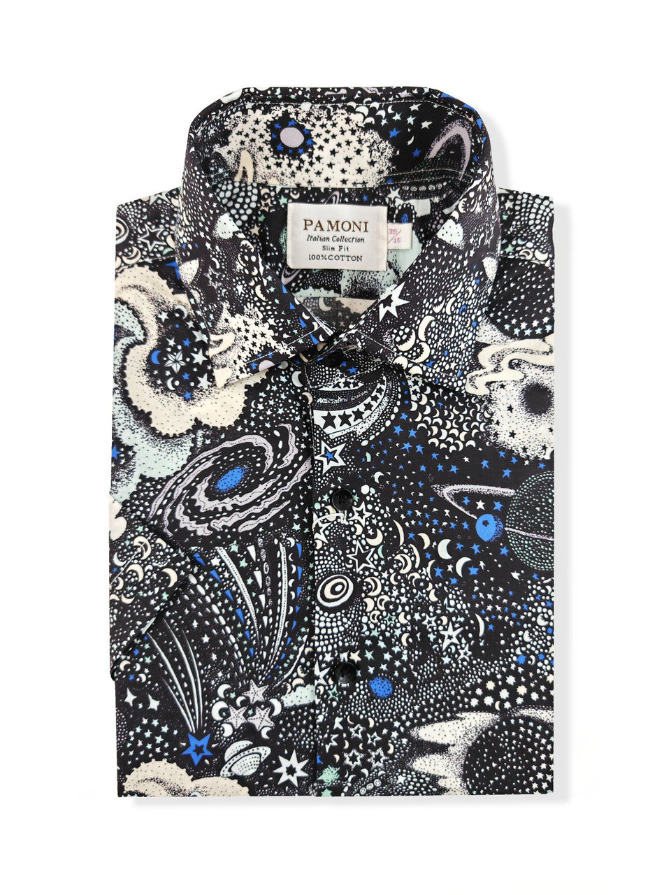 Black and White Floral Print Short Sleeves Shirt-1