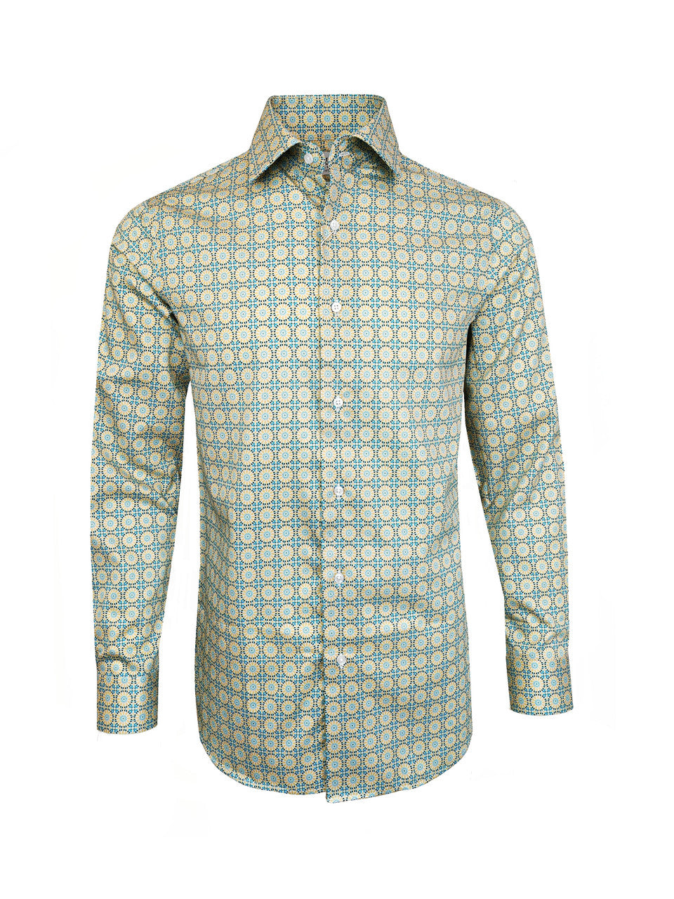 Men’s Geometric Pattern Slim Fit Cotton Shirt-0