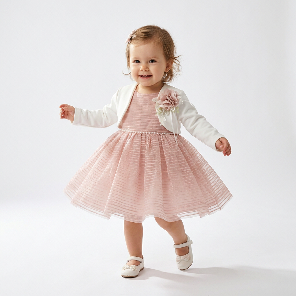 Ensemble Robe et Boléro Bébé Rosewood Bloom