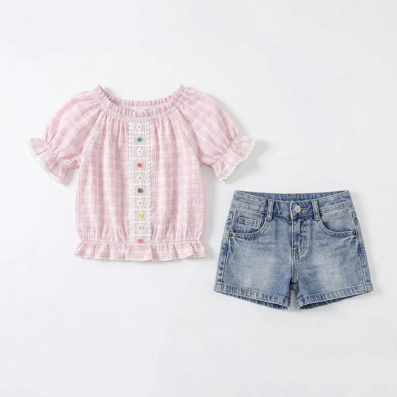 Stylish Square Girls Denim Set