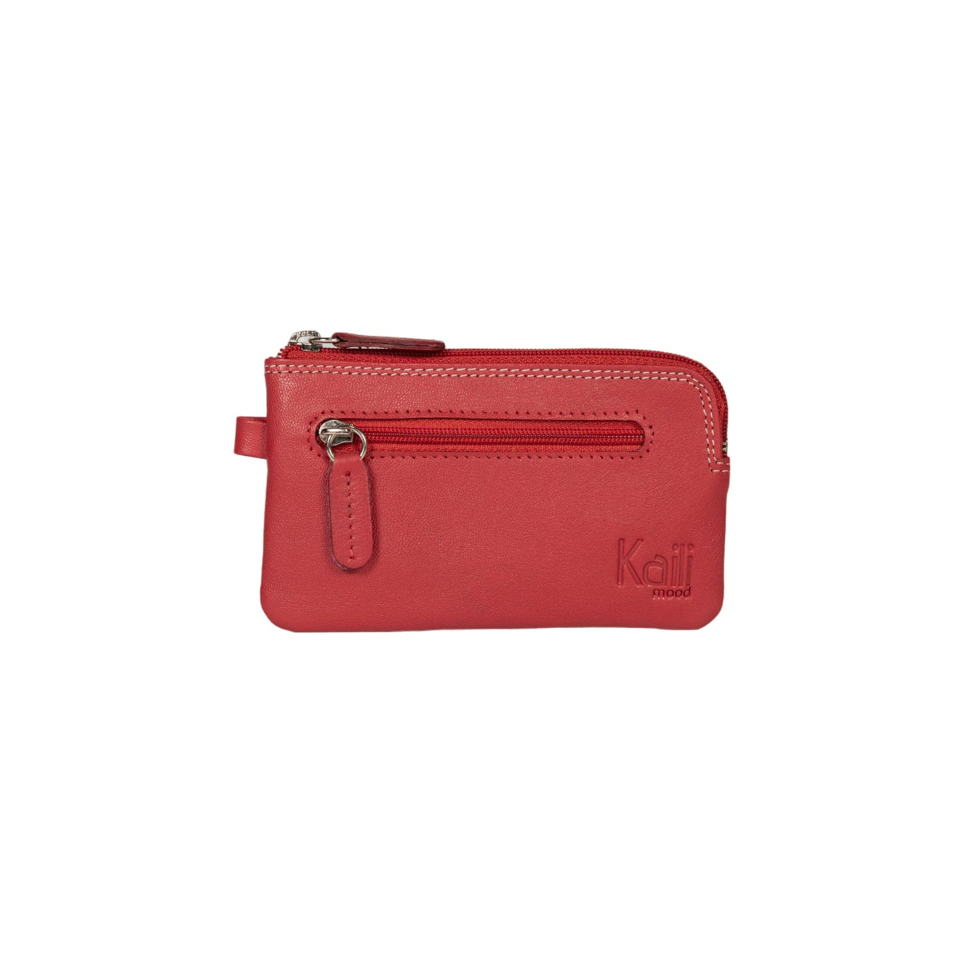 K10218VB | Portachiavi/Portamonete in Vera Pelle Col.Rosso. Chiusura lampo Accessori Nickel lucido. Dimensioni: cm 12 x 7 x 0,5. Confezione: Gift Box rigido fondo/coperchio-1
