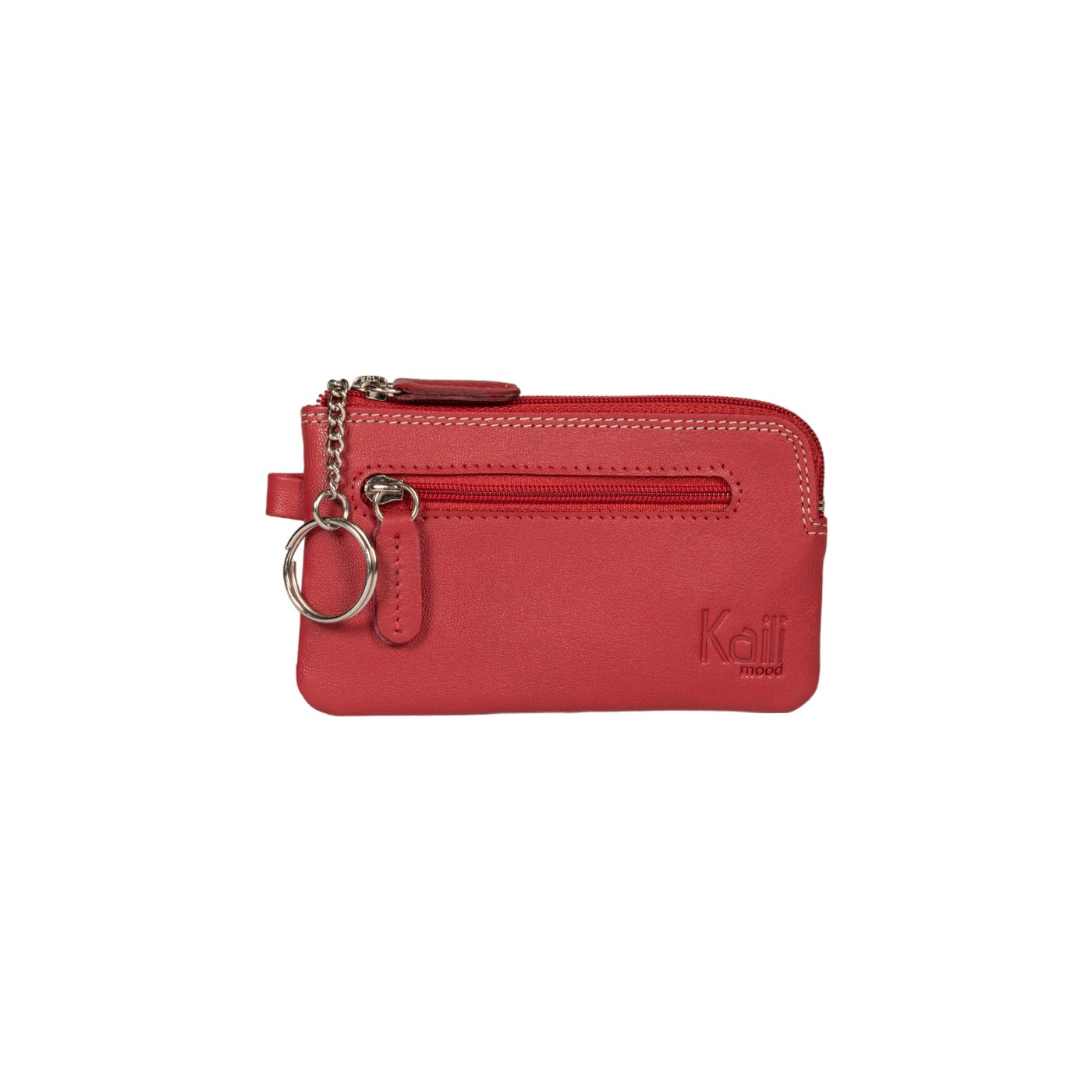 K10218VB | Portachiavi/Portamonete in Vera Pelle Col.Rosso. Chiusura lampo Accessori Nickel lucido. Dimensioni: cm 12 x 7 x 0,5. Confezione: Gift Box rigido fondo/coperchio-2