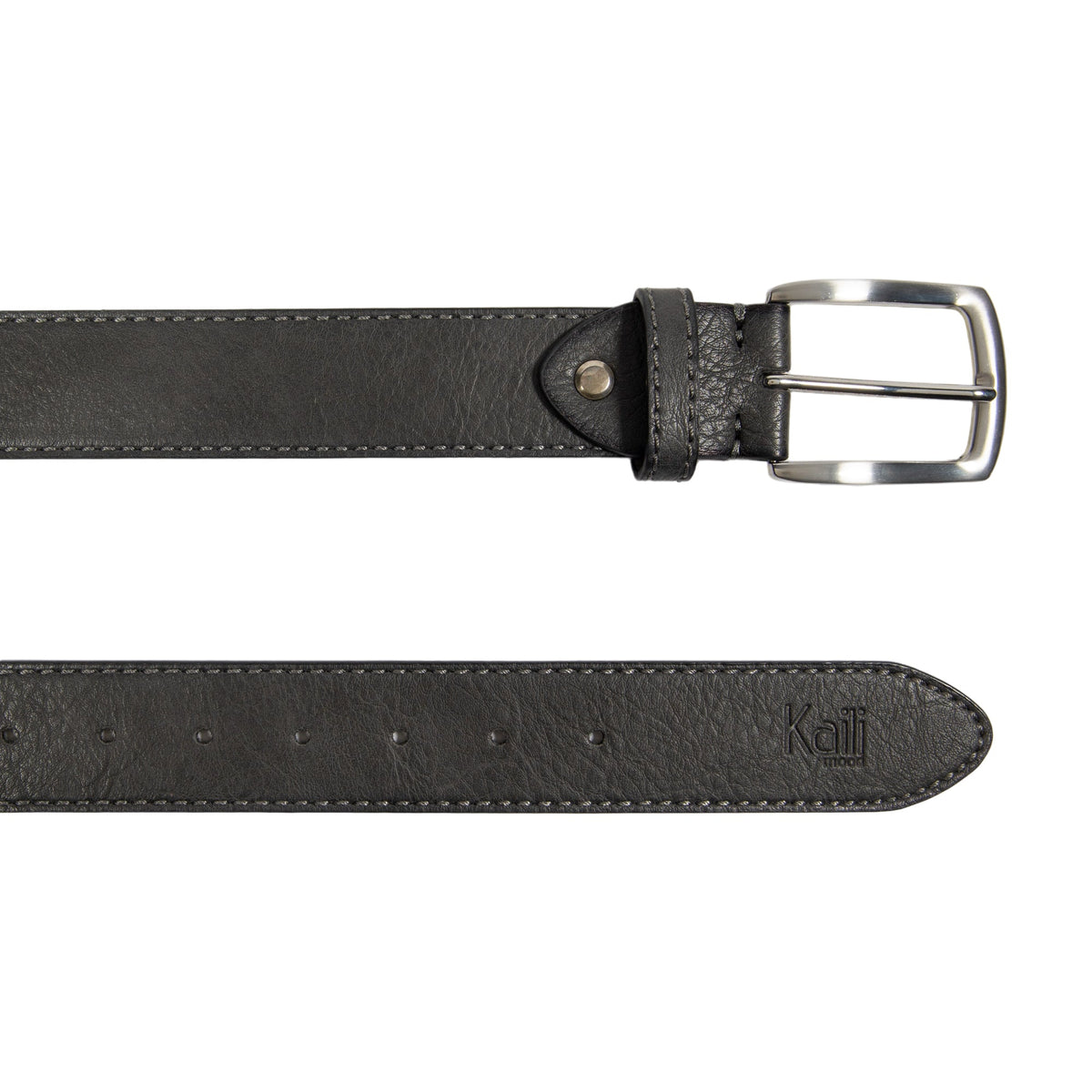K4008KB | Men's Belt in Leather Lining Pu Finish. Anthracite color. Size: 125 x 3.8 x 0.5 cm (waist 110 cm). Packaging: hard bottom/cover Gift Box