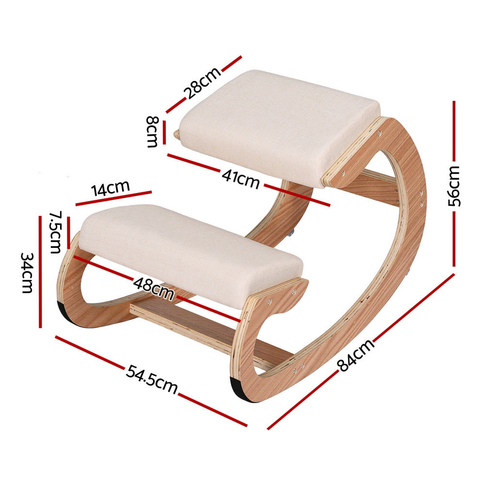 Chaise ergonomique Artiss Kneeling Chair, siège à genoux avec mousse à mémoire de forme, tabouret d'équilibre pour bureau à domicile, jeux, capacité de 120 kg, beige