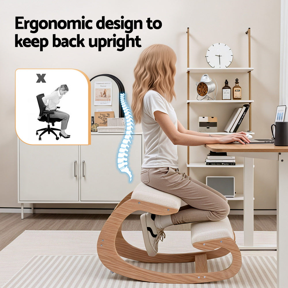 Chaise ergonomique Artiss Kneeling Chair, siège à genoux avec mousse à mémoire de forme, tabouret d'équilibre pour bureau à domicile, jeux, capacité de 120 kg, beige