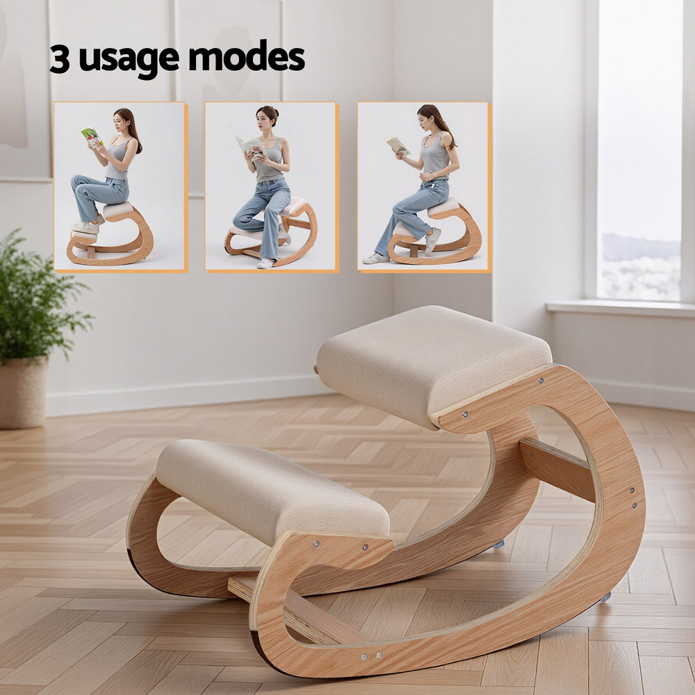 Chaise ergonomique Artiss Kneeling Chair, siège à genoux avec mousse à mémoire de forme, tabouret d'équilibre pour bureau à domicile, jeux, capacité de 120 kg, beige