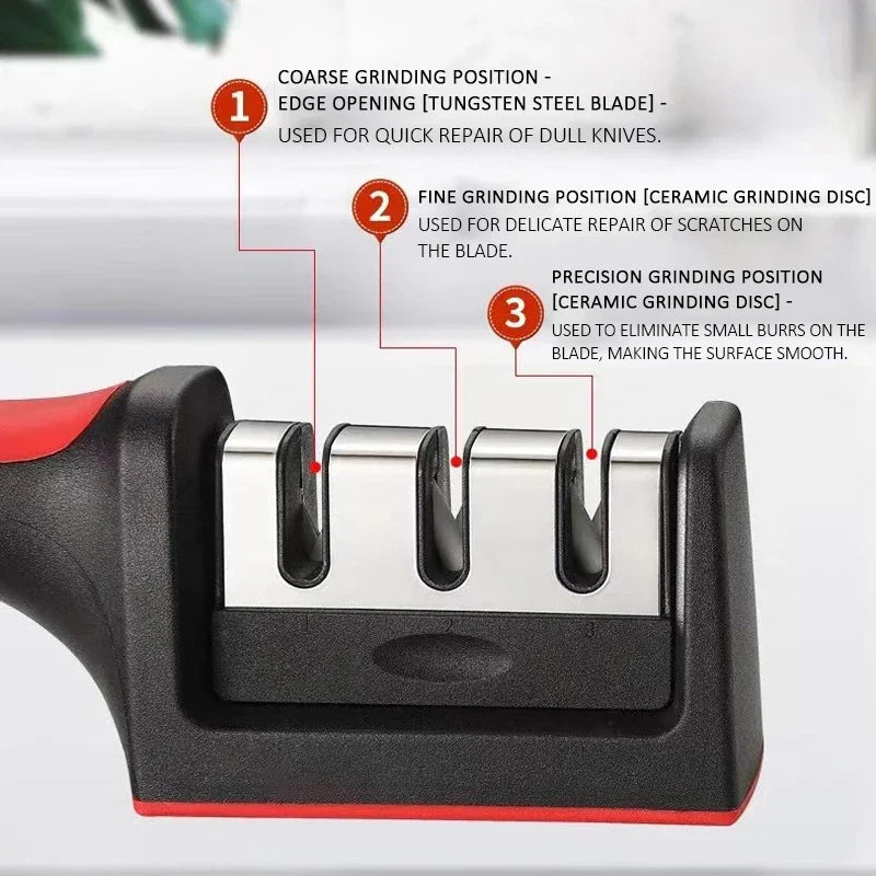 Kitchen Multi-Functional Knife Sharpener Black