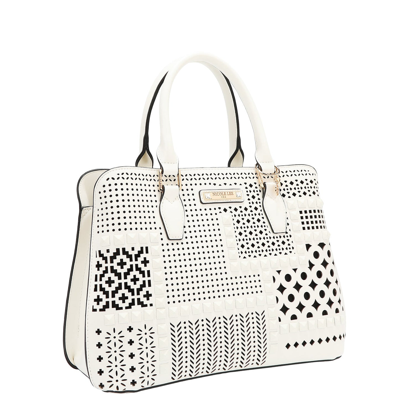 BOLSA DE CÚPULA CON RECORTE GEOMÉTRICO (BLANCO)