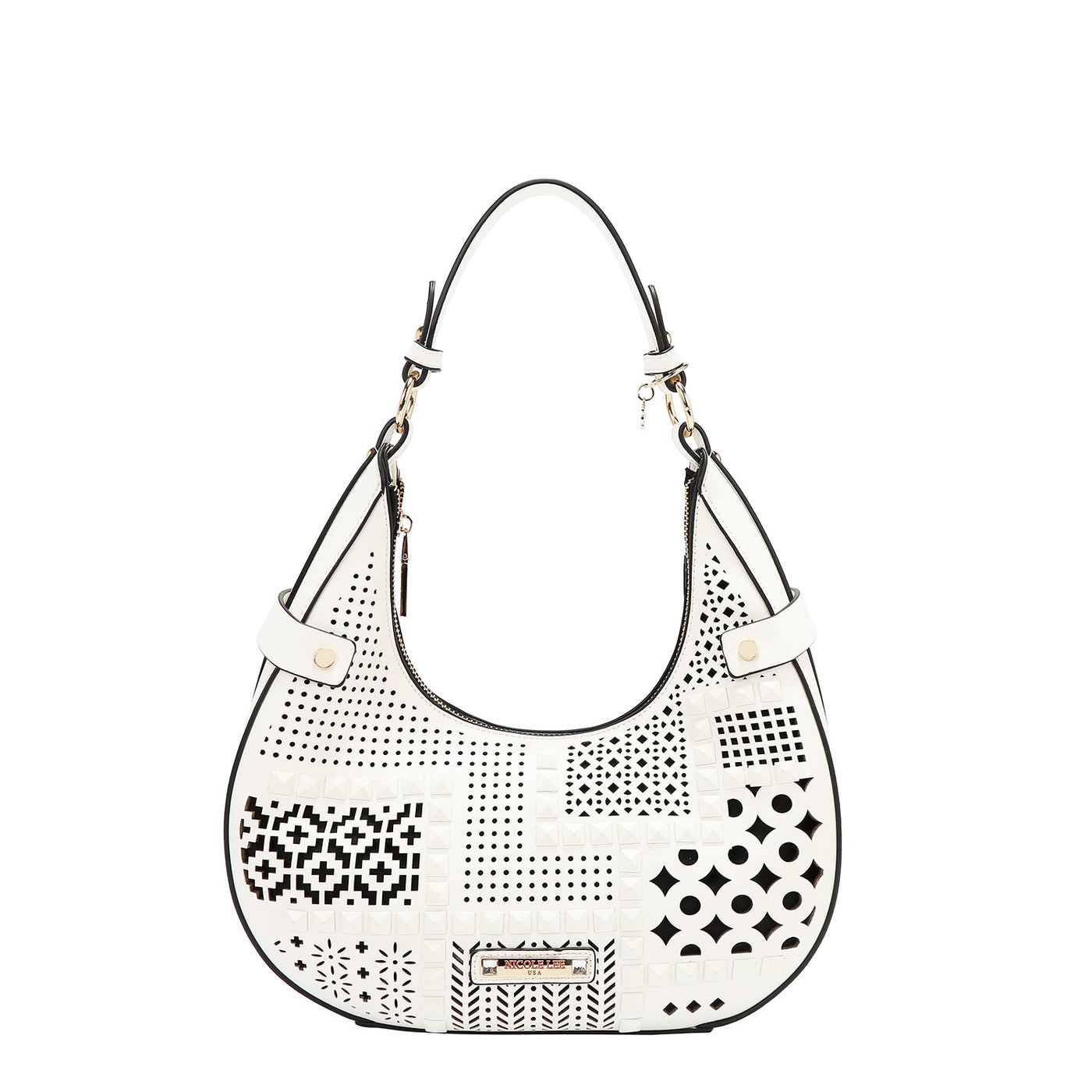 BOLSO DE HOMBRO CON RECORTE GEOMÉTRICO (BLANCO)