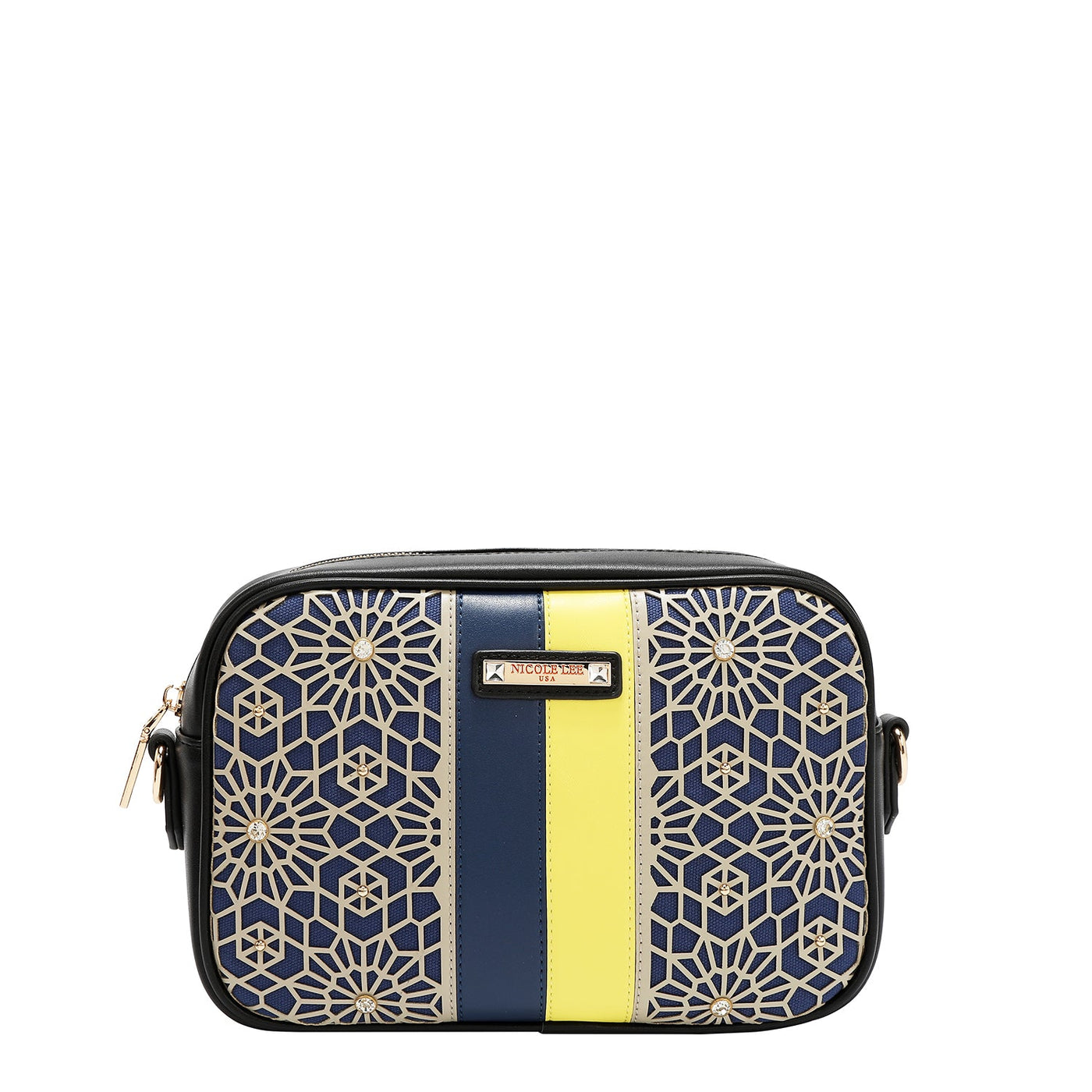 BOLSO BANDOLERA GEOMÉTRICO CORTADO A LÁSER (NEGRO)