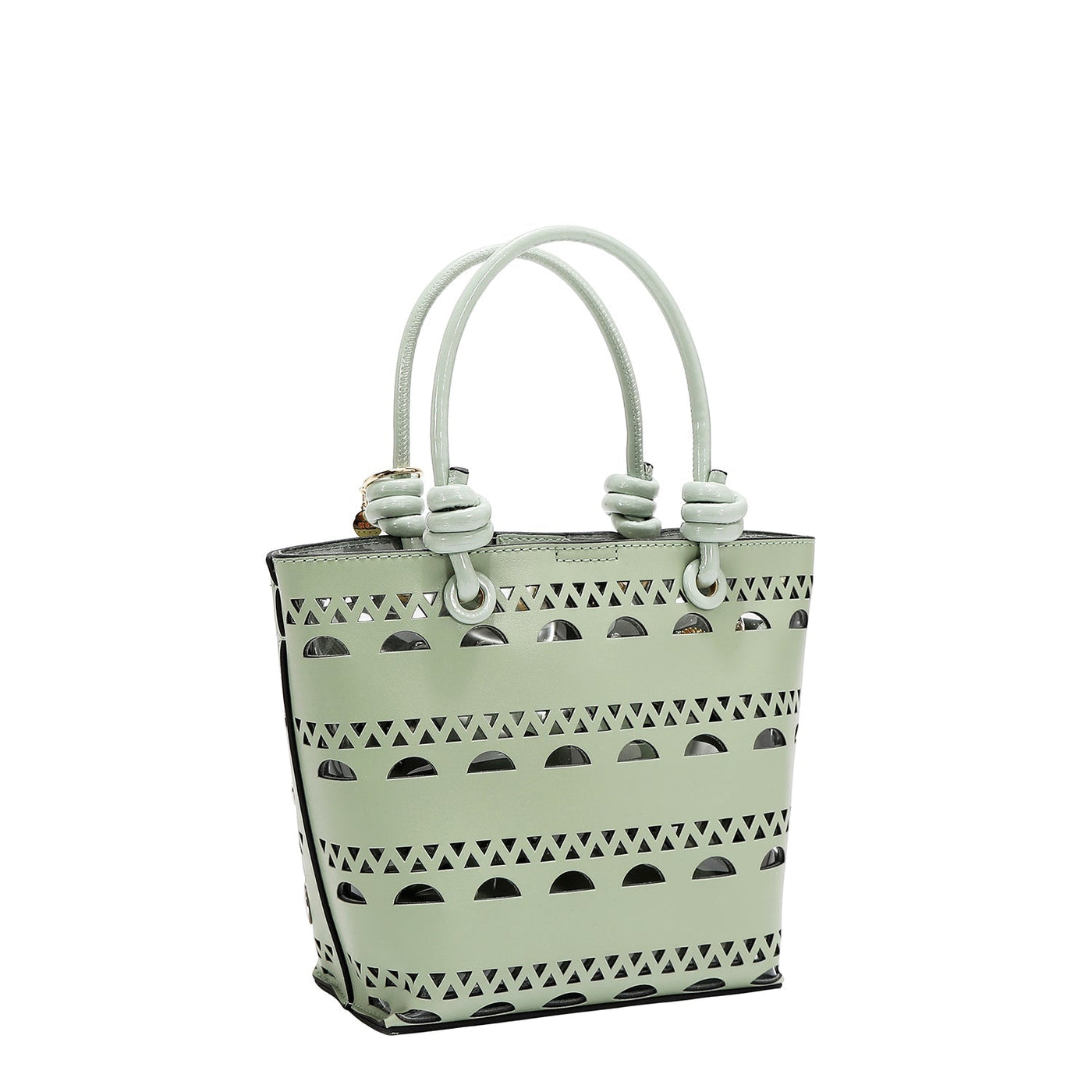 BOLSO DE CUBO DE 2 PIEZAS CON REMACHES PLATEADOS (VERDE)